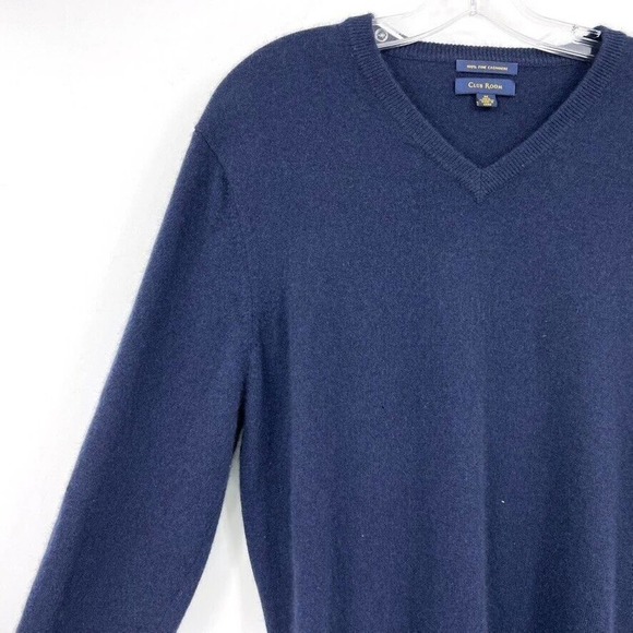 Club Room Men's V-Neck Cashmere Sweater Navy Heather Size M - Picture 3 of 7